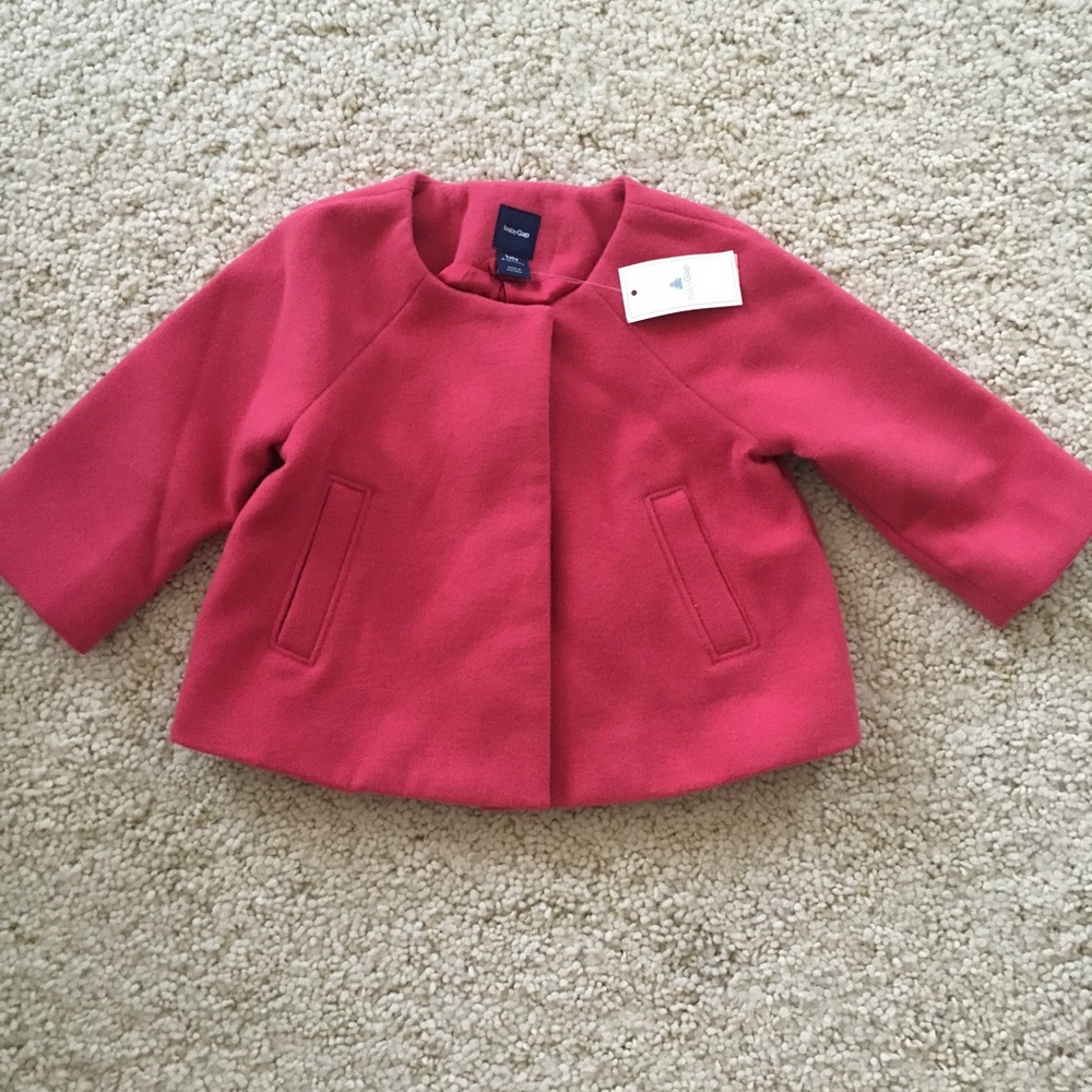 New GAP pink dress felt swing coat cape jacket- 6-12 months